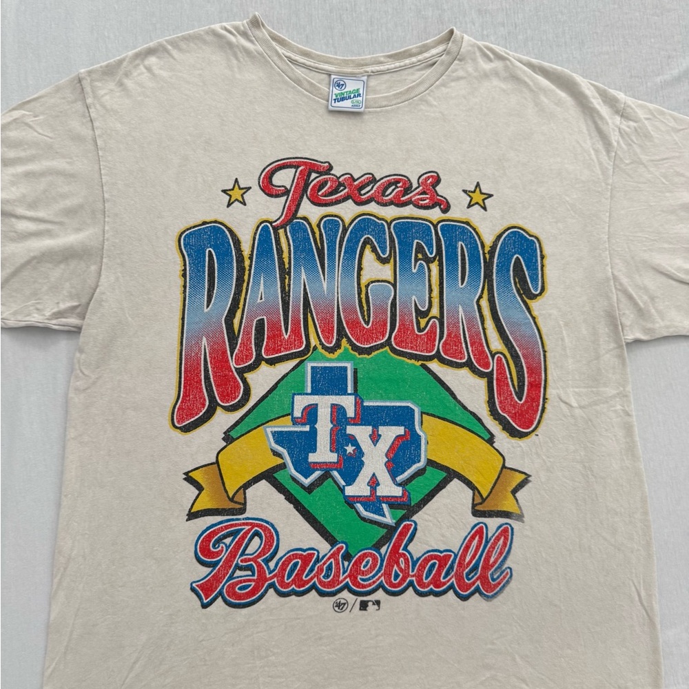 Texas Rangers Unisex Cream Baseball T-Shirt L/XL Adult Tee